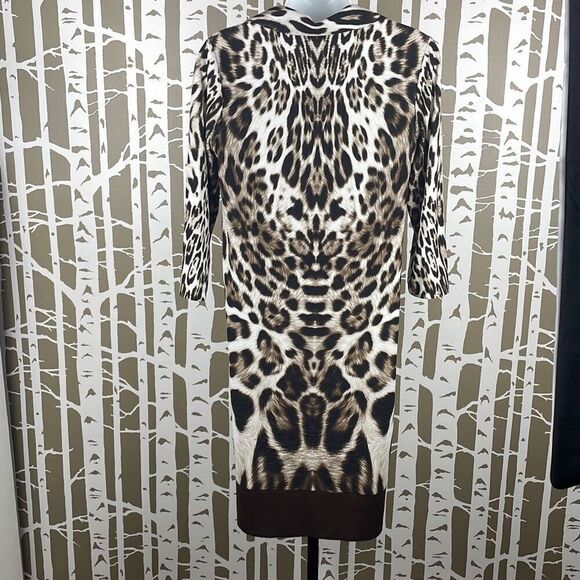 Chico’s Leopard Print Shirt Dress 3/4 Sleeve Midi Length 0 - Picture 6 of 7